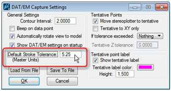 New global “Default Stroke Tolerance” in DAT/EM SETTINGS. Overrides are in the individual arc stroking commands.