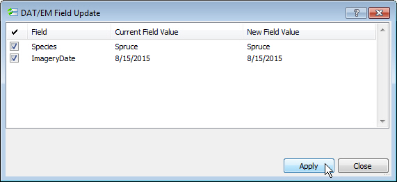 The button/key will automatically apply the values as if applied from Field Update dialog